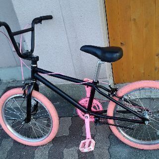 FUN]20吋 BMXクルーザーバイク シングル/ブラックxピンク