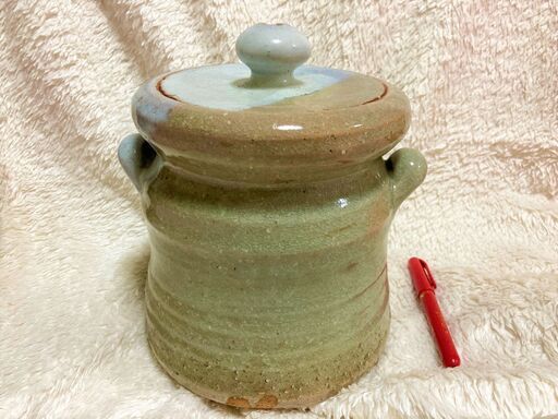 ☆美品!!萩焼の水指・高さ17㎝・耳付・茶道具・お抹茶・水器・水注