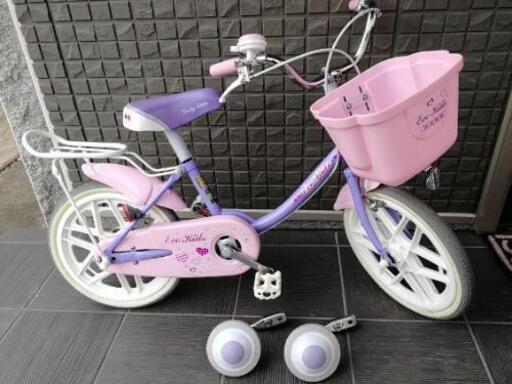 【終了間近】16インチ自転車（補助輪、ヘルメット付）女の子向け