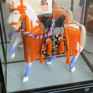 TS-0081　ガラスケース入り 馬の置物高さ約37㎝（ガラスケース）
