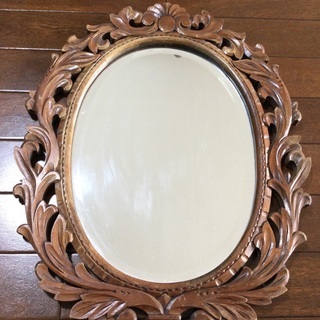 【取引中】鏡　かがみ　カガミ　シンデレラの鏡　木彫　縦約50セン...