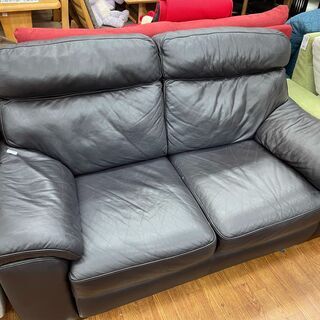 VIOLINO 2人掛けソファ ブラック レザー