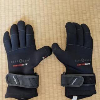 【ネット決済・配送可】ダイビング用手袋、フードのセット