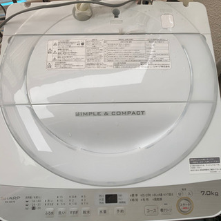 【格安！】SHARPの洗濯機、給水ホース付、動作済