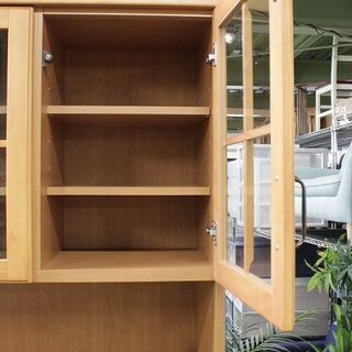 R2777) NITORI 中古ニトリ　キッチンボード ミランダ2 120 DBR ダークブラウン フレンチカントリーテイスト アンティークハンドル 食器棚 店頭取引大歓迎♪