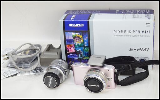 美品 OLYMPUS PEN mini E-PM1 オリンパス ペン ミニ ツインレンズキット ミラーレス一眼 カメラ 14-42mm