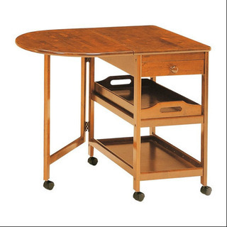 【ネット決済】木製テーブル付ワゴン ブラウン 使用1年未満美品 現金可