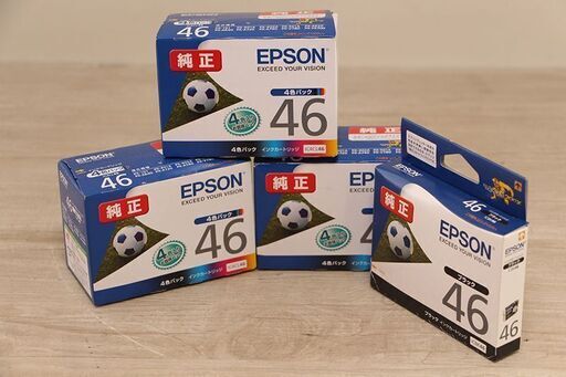 未開封長期保管品 EPSON 純正インクカートリッジ IC4CL46 (4色セット)×3個　ICBK46 (ブラック)×1個　まとめて(E970knxY)