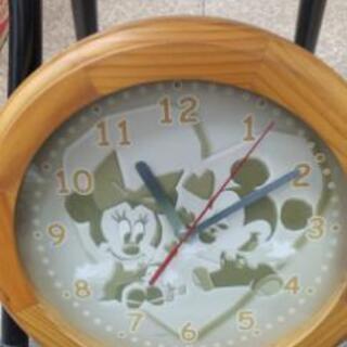 ミッキーマウス＆ミニーマウス木製掛け時計☆ジャンク品