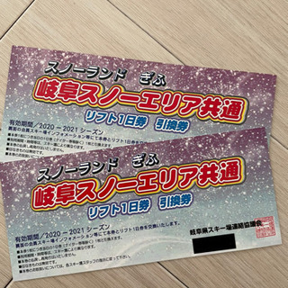 岐阜スノーエリア共通　リフト券　2枚 2枚セット チケット 岐阜スノーエリア共通リフト1日券 引換券 スノー