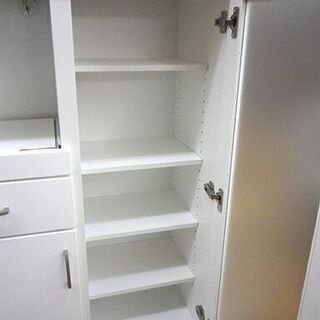 ミドルレンジボード 80×40×115cm エナメル調 ホワイト キッチンボード