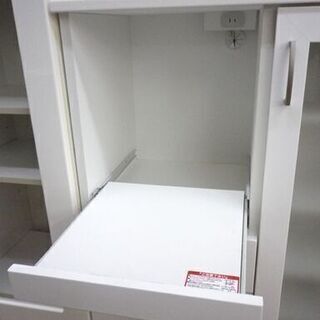 美品 キッチンボード 食器棚 レンジ台収納 ホワイト 幅80 高115 白エナメル ミドルレンジボード 幅80㎝ キッチンボード 食器棚