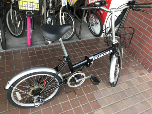 ★美品★20インチ　外装6段変速　かご付き折り畳み自転車　ブラック