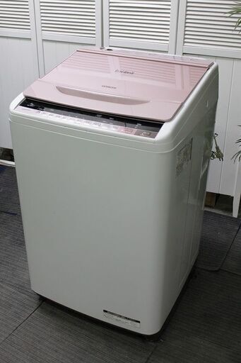 R2787) HITACHI 中古日立 BW-8WV-P ビートウォッシュ 全自動洗濯機 (8kg) ピンク 2016年製! 洗濯機 店頭取引大歓迎♪