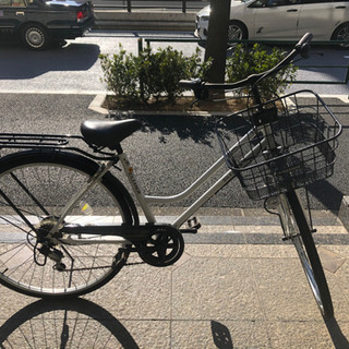 【取引中】自転車 シティサイクル      ママチャリ 白 カゴ付き
