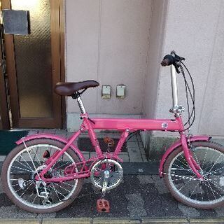 SLIKE[スライク]20吋 折り畳み自転車 外装6段/ピンク