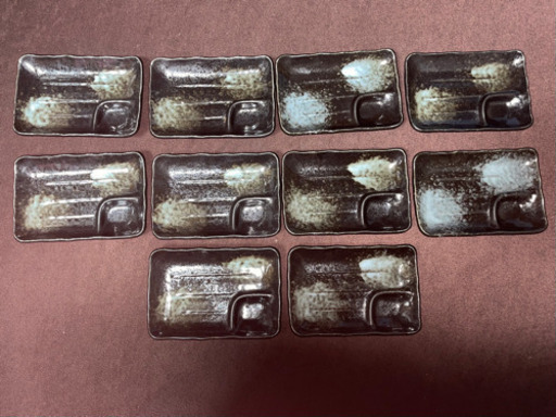 お洒落！醤油受け付き刺身皿10枚セット‼︎陶器万能食器飲食店業務用店舗用品