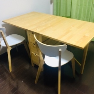 IKEAノールデンの折り畳みテーブルと椅子2脚のセット