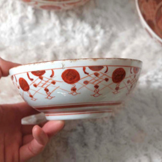 美しいお品物◇九谷焼　赤絵花文鳳凰図鉢　三つ重ね　骨董のある暮らし　アンティーク