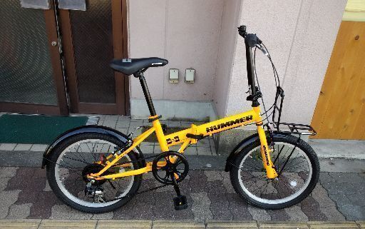 美品☆HUMMER[ハマー]20型 折り畳み自転車 6段変速/イエローｘブラック