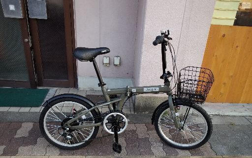 美品☆Jeep[ジープ]20吋 折り畳み自転車 外装6段/オリーブｘブラック