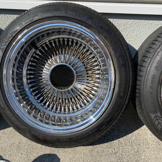 ワイヤーホイール　ローライダー　7j+-0 タワー付き　タイヤまだまだ山有