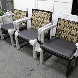 R2796) ROCKSTONE 未使用ロックストーン　ダイニングチェア　アームチェア　3脚セット　PM255-JP　パッチワーク 椅子 店頭取引大歓迎♪