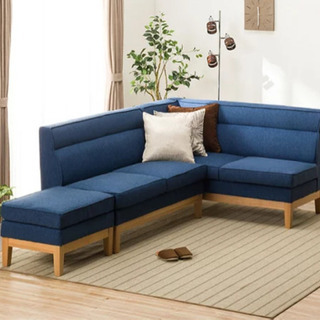 🌸ラインのお友達追加で3%OFF🌸新品リビングダイニングソファ＋スツールセット ニトリブルー色 定価・84,184円【机別売】💳自社配送時🌟代引き可💳※現金、クレジット、スマホ決済対応※