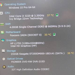 HP Pavilion P6-2420jp SSD128GB　Corei3-3220 3.3GHz/メモリ4GB win10 Pro 64bit 認証済 静音PC