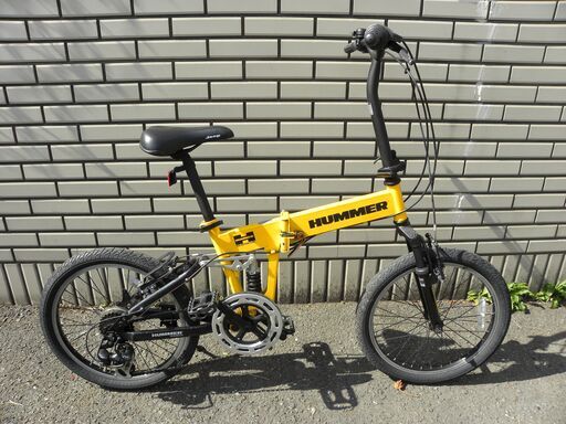 【折りたたみ自転車・20インチ】HUMMER ハマー 6段変速　イエロー