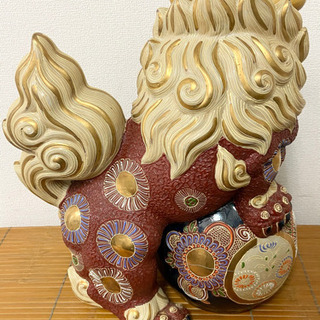 中古 九谷焼 獅子 狛犬 置物