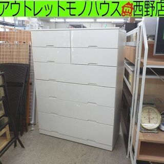 6段チェスト 白い家具 鏡面 タンス 箪笥 衣類収納 札幌市西区西野