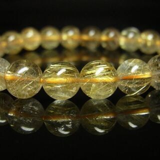 限定値下げ　現品一点物 ゴールドルチルブレスレット 金針水晶天然石数珠 8ミリ ＲＳ１ 開運招来