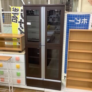 扉付き本棚 ブラウン【トレファク岸和田店】 【公式通販】