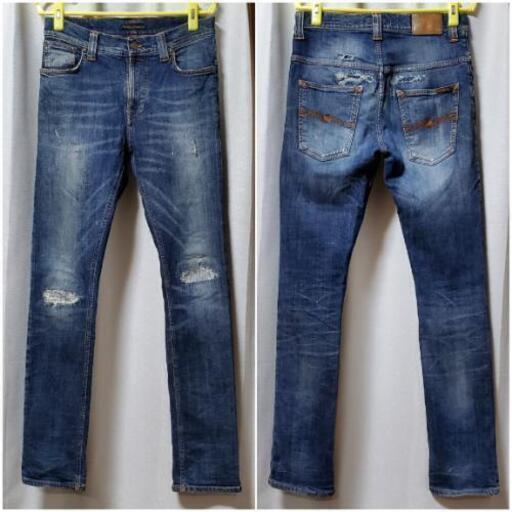 NUDIE JEANS THIN FINN ORG.SHAWN REPLICA★サイズW31L32★美品ジップフライ★ストレッチあり N697 ヌーディージーンズ