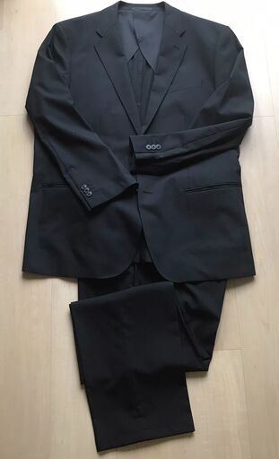 【美品】ユニクロ　ストレッチウールセットアップスーツ　色：ブラック