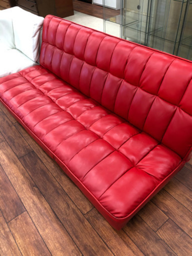 3人掛けソファベッド 赤色 - 埼玉県の家具