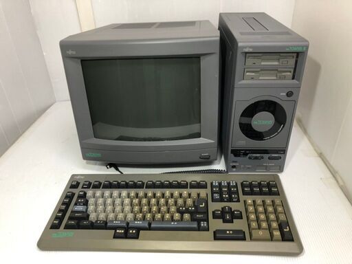 FUJITSU(富士通)★FM TOWNS Ⅱ★PC+モニター+キーボードセット★FMTW2CX20★FMT-DP536★FMT-KB207★グレー