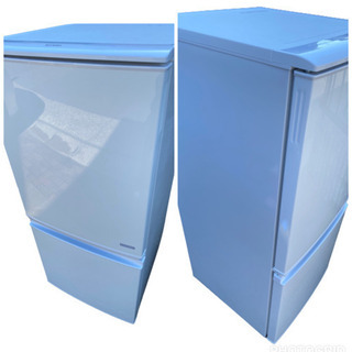 2016年製 シャープ 137L 2ドア冷蔵庫（ホワイト系）SHARP つけかえどっちもドア SJ-D14BのJoshinオリジナルモデル SJ-C14B-W(0223k)