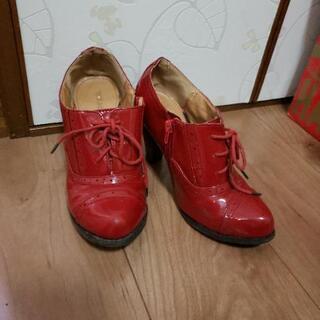 ⏬⤵️赤　ブーツ　ヒール　M レディース　23