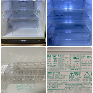 旭川 SHARP プラズマクラスター内蔵 両開き 3ドア 314L 冷凍冷蔵庫 清掃済