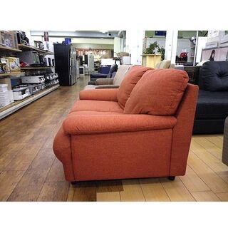 2人掛けソファ オレンジ 幅145 ファブリック 布 2P 橙 赤茶系 レッド