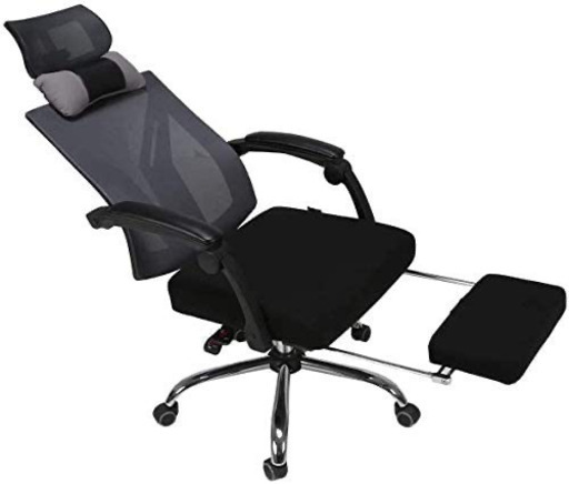 半額！！オフィスチェア　新品　Hbada 人間工学 オフィスチェア 椅子 メッシュチェア デスクチェア ハイバック フットレスト付き リクライニング 可動式アームレスト 昇降ヘッドレスト 通気性 鋼製ベース