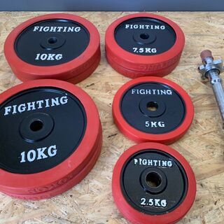 【FIGHTING ROAD】 ファイティングロード ベンチ プレス ダンベル ラバー付き 10kg4枚 7.5kg2枚 5kg1枚 2.5kg2枚