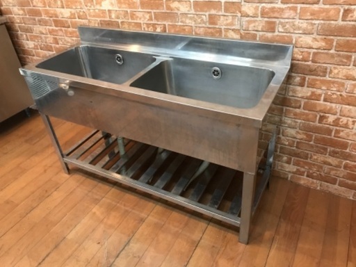 ステンレス製 2槽シンク 流し台 1200×450 厨房 飲食店