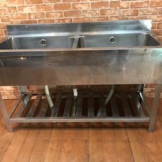 ステンレス製 2槽シンク 流し台 1200×450 厨房 飲食店