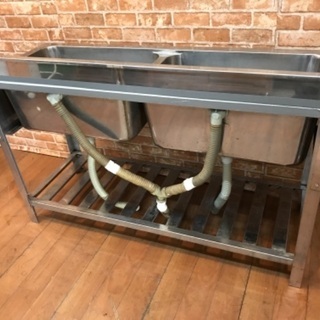 ステンレス製 2槽シンク 流し台 1200×450 厨房 飲食店