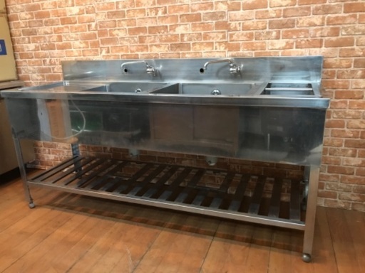 ステンレス製 2槽シンク 流し台 1800×600 厨房 飲食店
