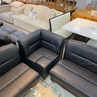 【清掃＆メンテナンス済】コーナーソファ　合皮ソファ　スツール　オットマン　