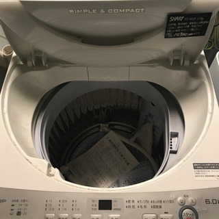 JH01653 SHARP洗濯機 ES-16GE6B 6kg 2018年製